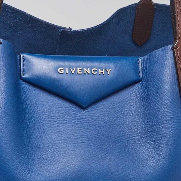 Givenchy Blue/Brown Leather Antigona Large Tote Bag - Picture 9 of 12